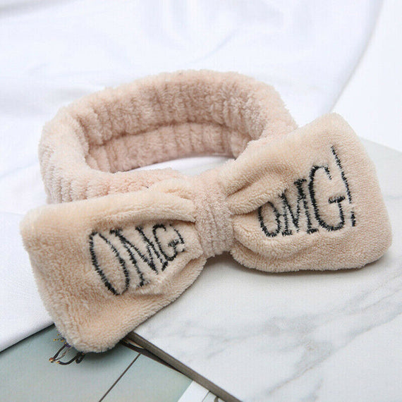 عصابة رأس نسائية مخملية بعقدة على شكل فيونكة - بيج 