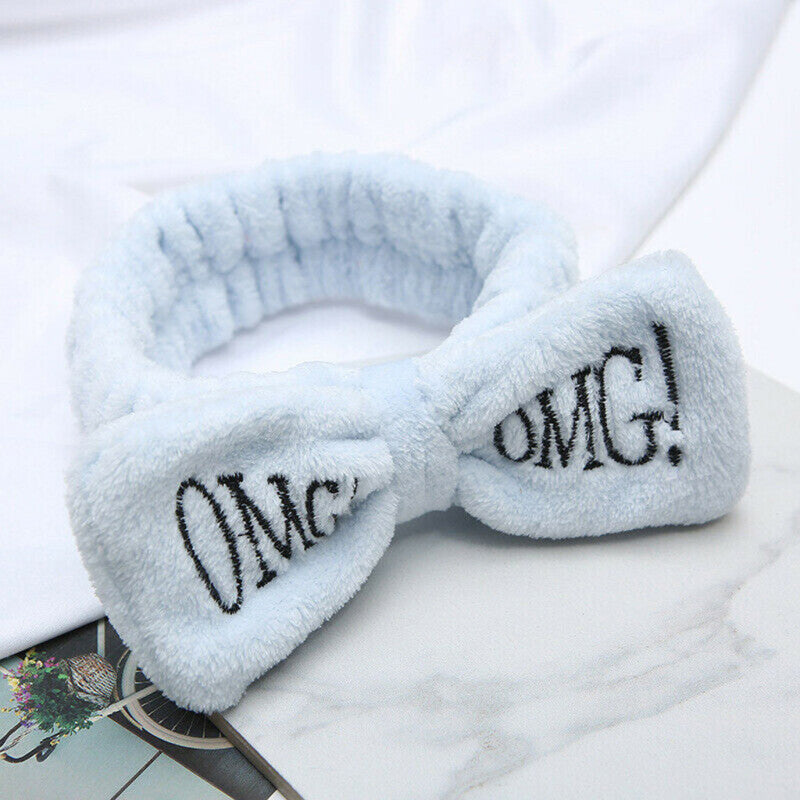 Women Velvet Bow Bow Beadband - Light Blue