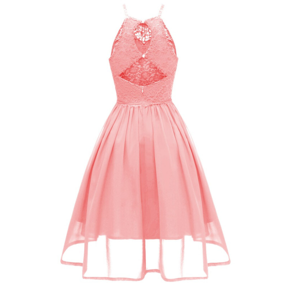 فستان نسائي لحفلات الكوكتيل بدون ظهر - وردي