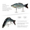 Lixada 85mm 11g 3.3" 6-segement Multi Jointed Fishing Life-like Hard Lure Minnow Swimbait Bait 2 Treble VMC Hooks