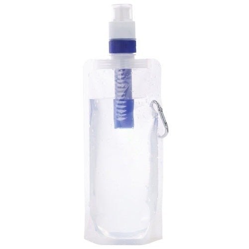 Foldable Flexible Water Filter Bag Bladder Water Filtration Bottle with Carabiner for Outdoor Emergency Survival Camping Hiking
