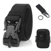 Quick Release Metal Buckle Belt with Waist Pouch Snap Hook Strap for Camping Hiking Fishing