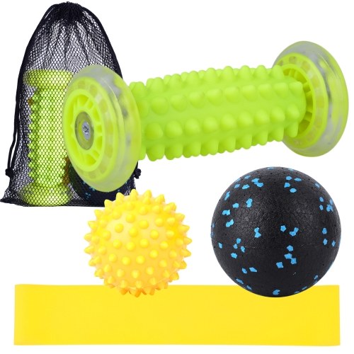 مجموعة أكياس تخزين لتدليك القدم من Lixada، كرة شائكة، كرة فاسيال، شريط مقاومة لتخفيف الألم، وتخفيف التوتر
