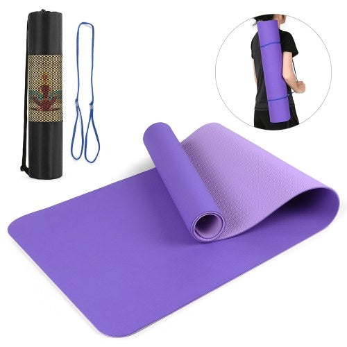 72.05×24.01in Portable Double Dual-colored Yoga Mat Thicken Sports Mat Anti-slip Exercise Mat for Fitness Workouts with Carrying Strap and Storage Bag