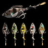 LIXADA 3.7in / 0.60oz طعم Topwater Wobbler Bait نابض بالحياة سمكة ذهبية صناعية مع ذيل دوار صلب S للسباحة، طُعم صيد ناعم بذيل دوار طعوم عائم VIB Bait Crankbait عيون ثلاثية الأبعاد طُعم صيد بيونيك مع خطافات ثلاثية معالجة
