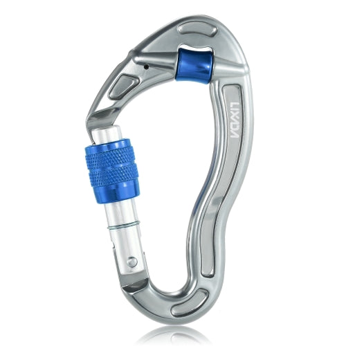 Lixada 25KN حلقة تسلق خالية من العيوب على شكل حرف D حلقة تسلق سريعة معدات قفل لولبي للتخييم وتسلق الصخور والسفر أرجوحة حلقة مفاتيح