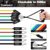 TOMSHOO 16pcs Resistance Bands Set Exercise Loop Bands Tube Bands with Door Anchor Handles Ankle Straps Carry Bag for Resistance Training Physical Therapy Home Workouts