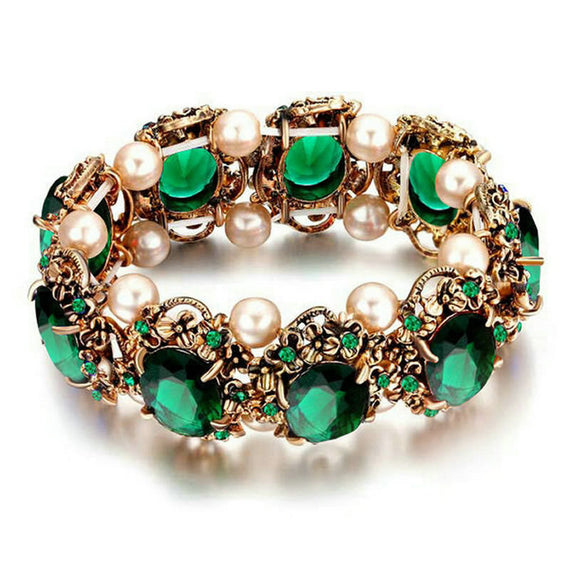 Yoursfs سوار كريستال مطلي بالذهب الوردي عيار 18 قيراط - أخضر 