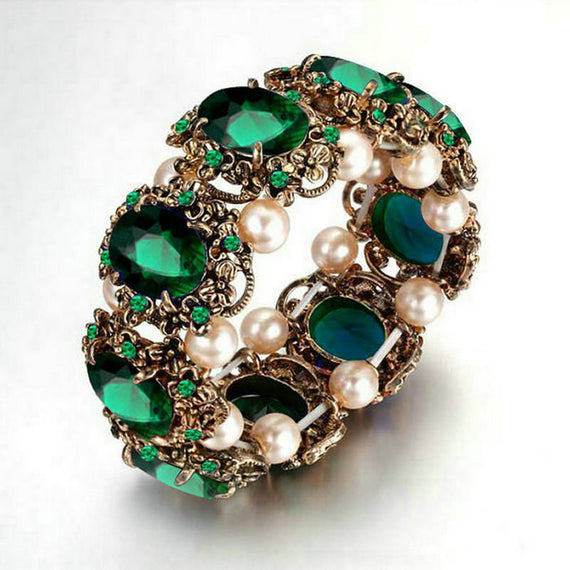 Yoursfs سوار كريستال مطلي بالذهب الوردي عيار 18 قيراط - أخضر 