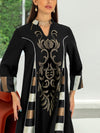 Sequins Embroidery Patchwork Striped V Neck Kaftan