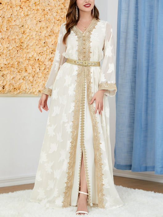 Golden Lace Belt Design Single Breasting Dress and Outerwear Suit