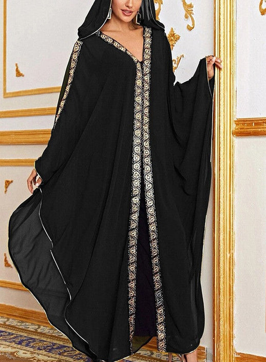 Elegant Embroidered Hooded Kaftan