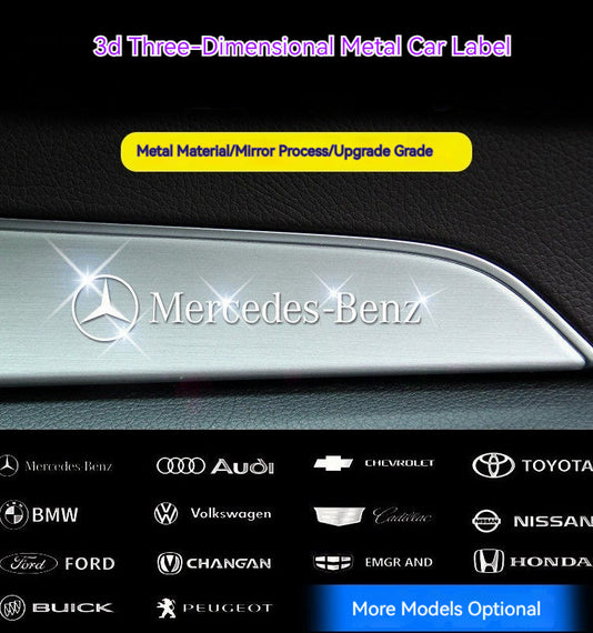 AGM-5005 High Grade Alloy 3D Metal Car Manufacturer Logo Label Sticker Car Upgrading Decorations - 1 Pack/30 PCS