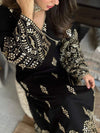Elegant Floral Gold Embroidered Dress