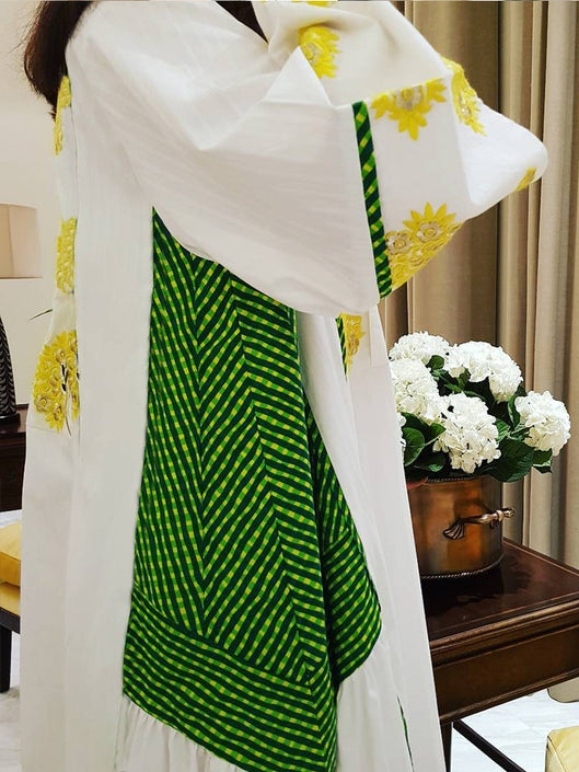 Gold gild loose sleeve maxi kaftan dress