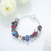 Fashion Unique Charm Colorful Crystal Beads Silver Plated Metal Chain Bracelet Bangle Jewelry for Women Girl Gift Party