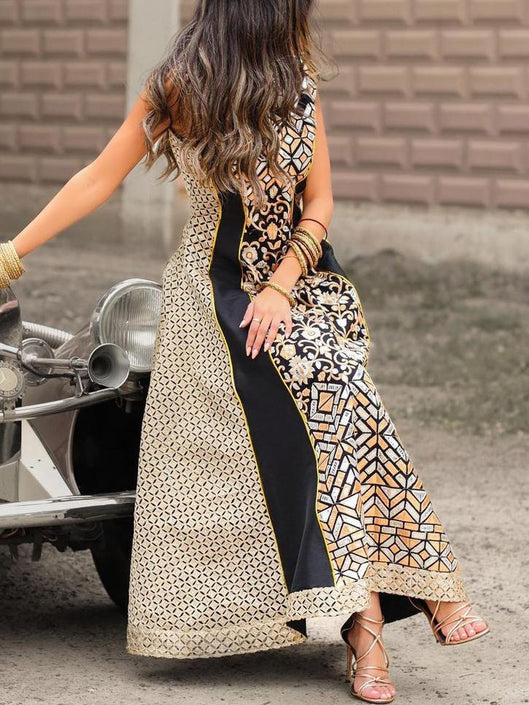 فستان أنيق بدون أكمام بنمط عتيق