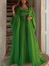 White Ethnic Embroidered Dress and OutwearTwo-Piece Set