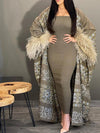 Loose pattern printed fringe sleeve cardigan abaya