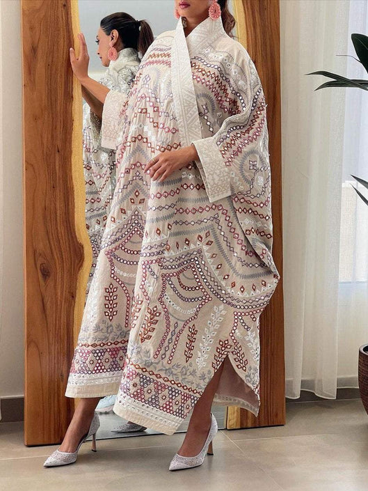 Retro Embroidery Loose Long Sleeve Kaftan