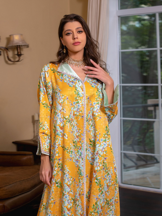 تصميم طية صدر السترة كم طويل ثوب سيدة فضفاضة 