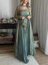 Mesh Embroidered Strapless Dress and Outer Two-Piece Set