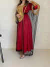 Red Elegant Embroidered Dress and Mesh Outwear Two-piece Set
