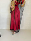 Red Elegant Embroidered Dress and Mesh Outwear Two-piece Set