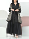 Ramdan black pattern outerwear & mesh dress set فساتين