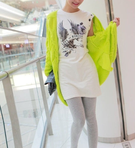 أزياء كورية من سيرة كارديجان لوندي لون طويل الأكمام سترة متماسكة معطف فضفاض