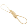 Vintage Women Skinny Elastic Belt Leaf Design Clasp Front Stretch Metal Waist Belt Gold/Silver