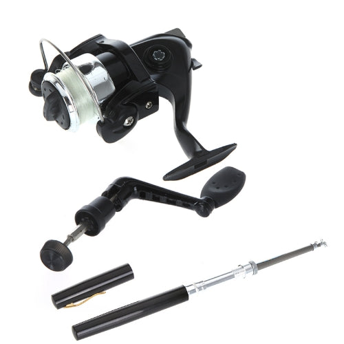 Mini Aluminum Pocket Pen Fishing Rod Pole + Reel Purple